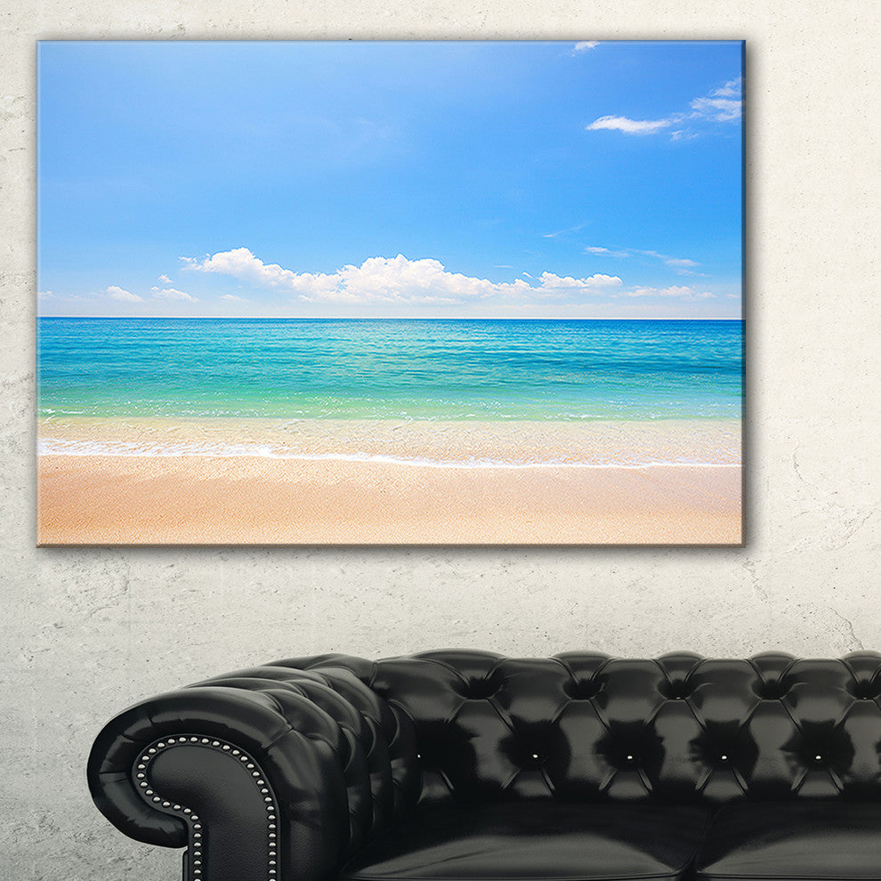 "Cloudy Horizon Over Beach" Seashore Canvas Photo Print, 1 Panel, 60"x28"