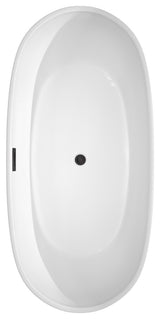 Rebecca 60" to 70" Freestanding Bathtub with options, Matte Black Trim, No Faucet