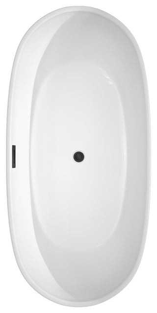 Rebecca 60" to 70" Freestanding Bathtub with options, Matte Black Trim, No Faucet