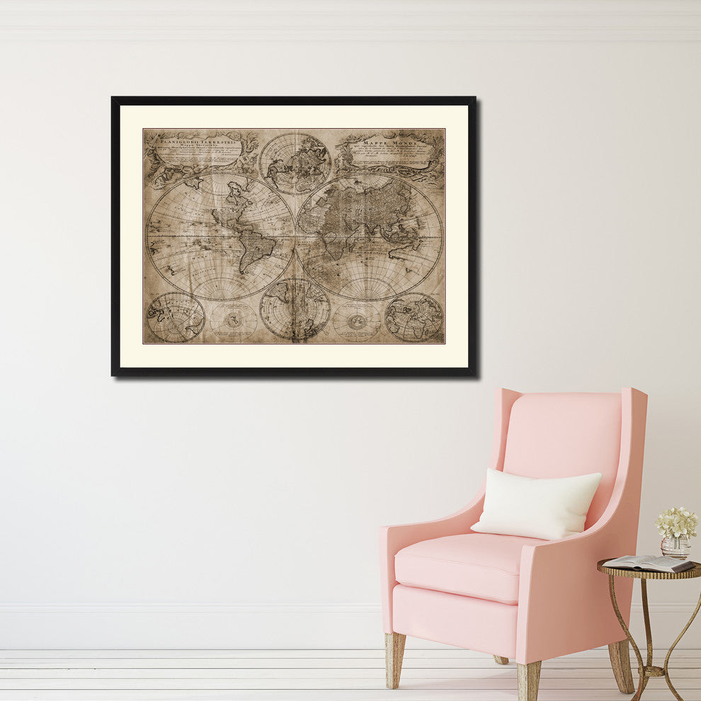 World Vintage Sepia Map Canvas Print, 28"x37"