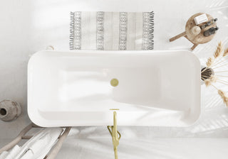 Holly 67" Soaking Bathtub, Glossy White With Brushed Gold Trim