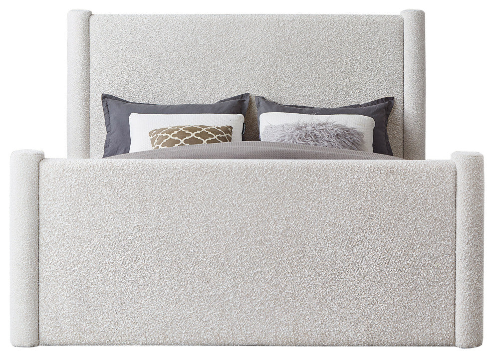 Elias Upholstered Bed, Cream, King, Boucle Fabric