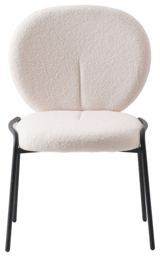 Boucle Dining Side Chair with Black Powder Coated Iron Frame