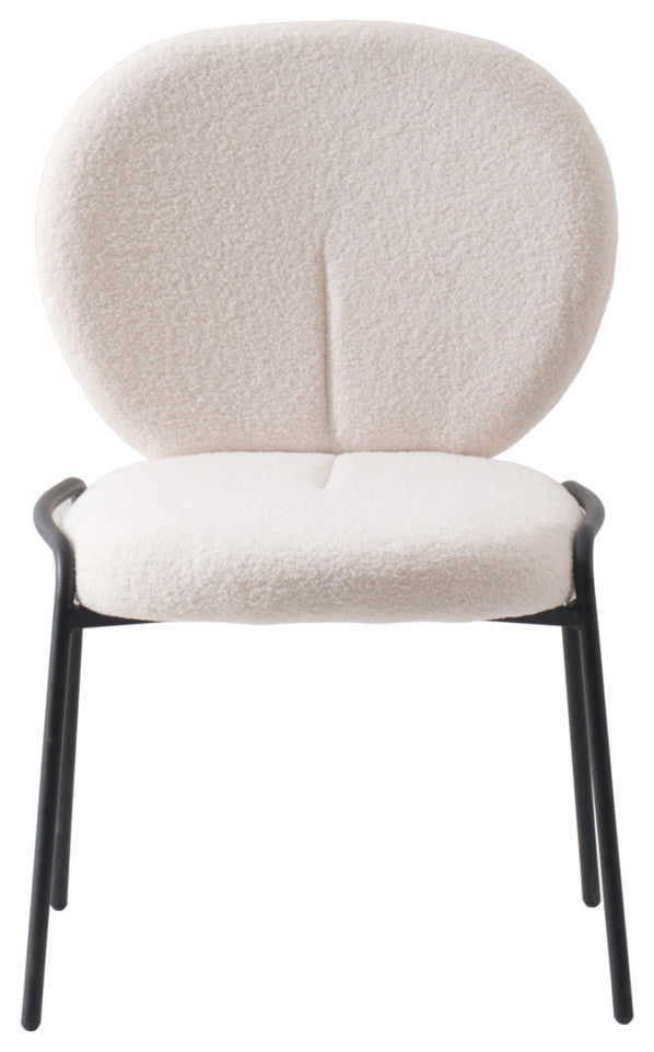 Boucle Dining Side Chair with Black Powder Coated Iron Frame