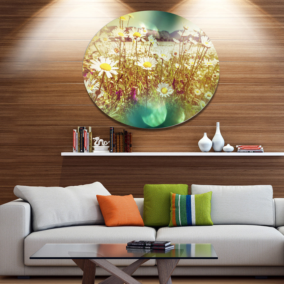 Beautiful Blossom Chamomile Flowers, Flower Disc Metal Wall Art, 23"