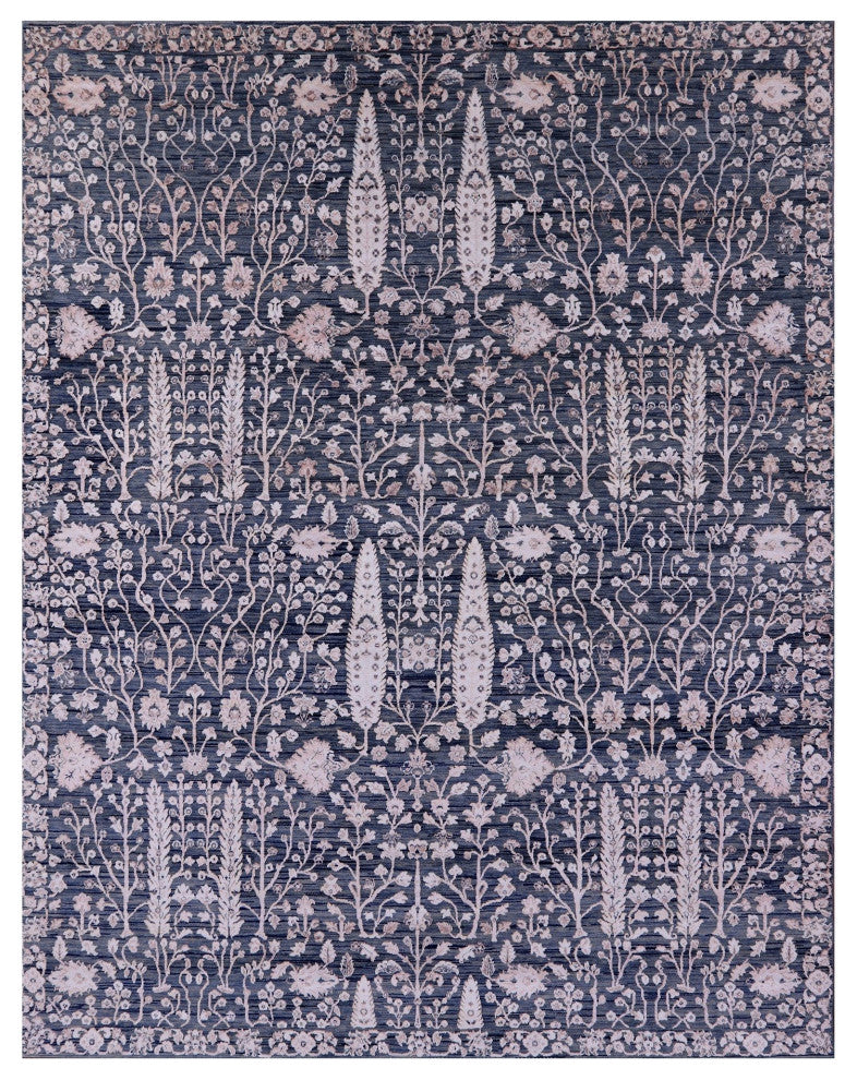8' 2" X 10' 5" Cypress Tree Hand Knotted Wool and Silk Rug Q8715