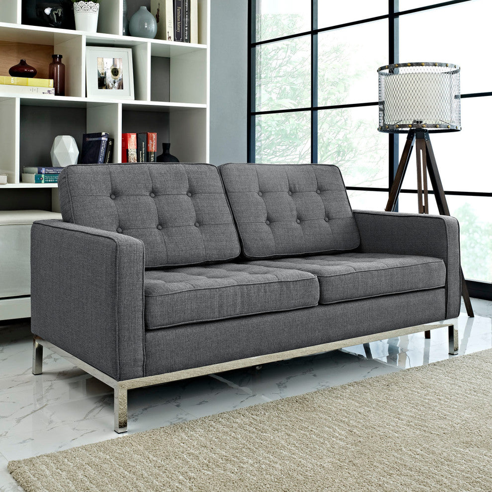 Loft Fabric Loveseat, Gray
