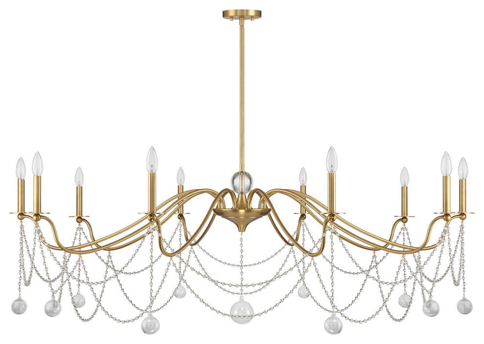 Mariposa 10-Light Chandelier, Warm Brass