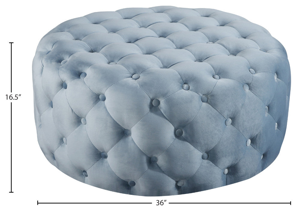 Addison Velvet Upholstered Ottoman/Bench, Sky Blue