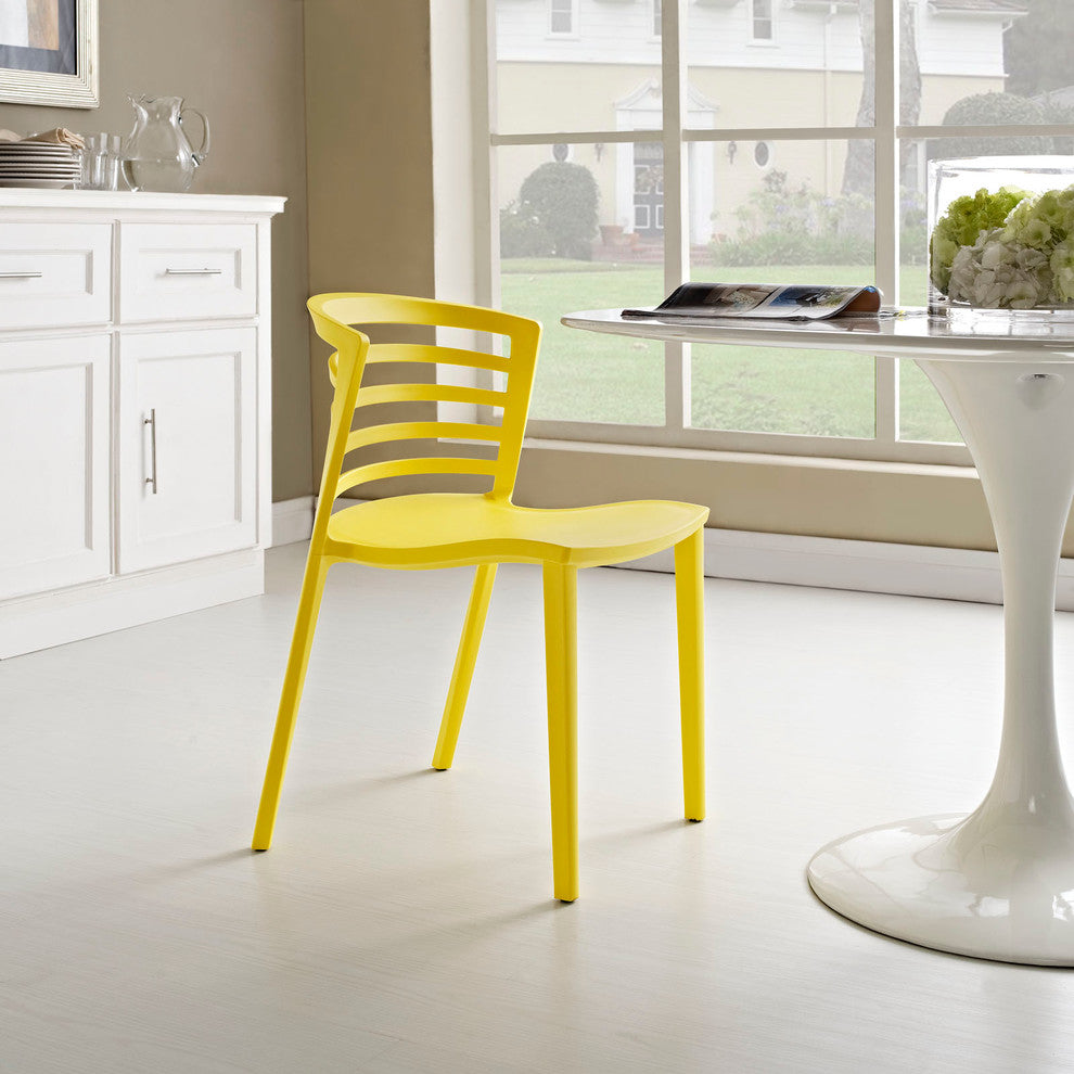 Modern Contemporary Kitchen Dining Side Chair Yellow, Outdoor and Indoor