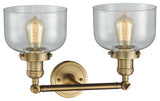 Large Bell 2-Light Bath Fixture, Seedy Glass, Brushed Brass