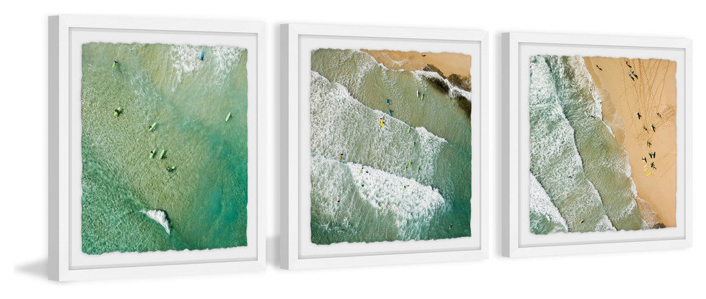 "Waves II Triptych" Framed Painting Prints, 54"x18", 3-Piece Set