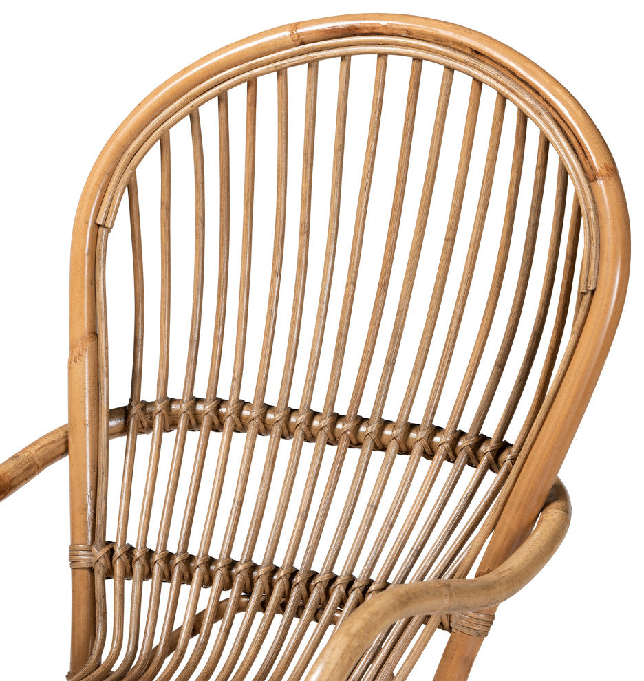 Varali Modern Bohemian Natural Rattan 2-Piece Lounge Chair Set