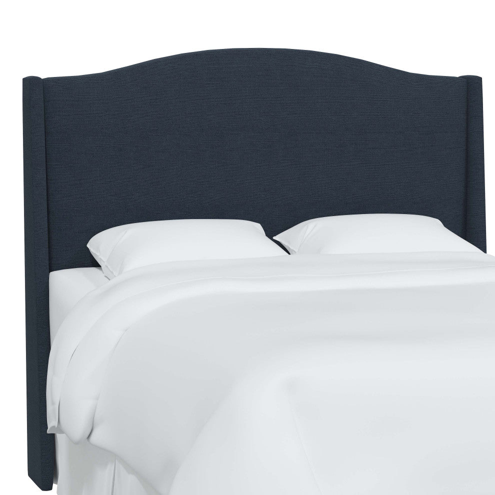 Camelback Wingback Headboard, Linen Navy, Queen