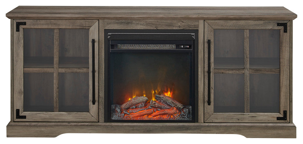 Abigail 60" 2 Door Fireplace Console - Grey Wash