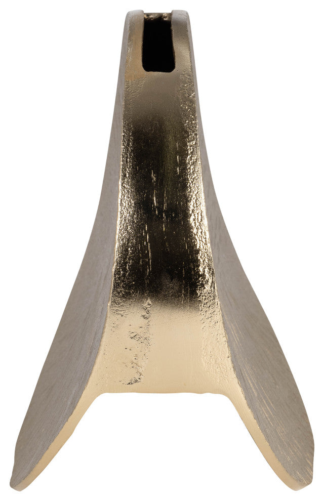 Metal, 8" Etched Oval Vase, Champagne