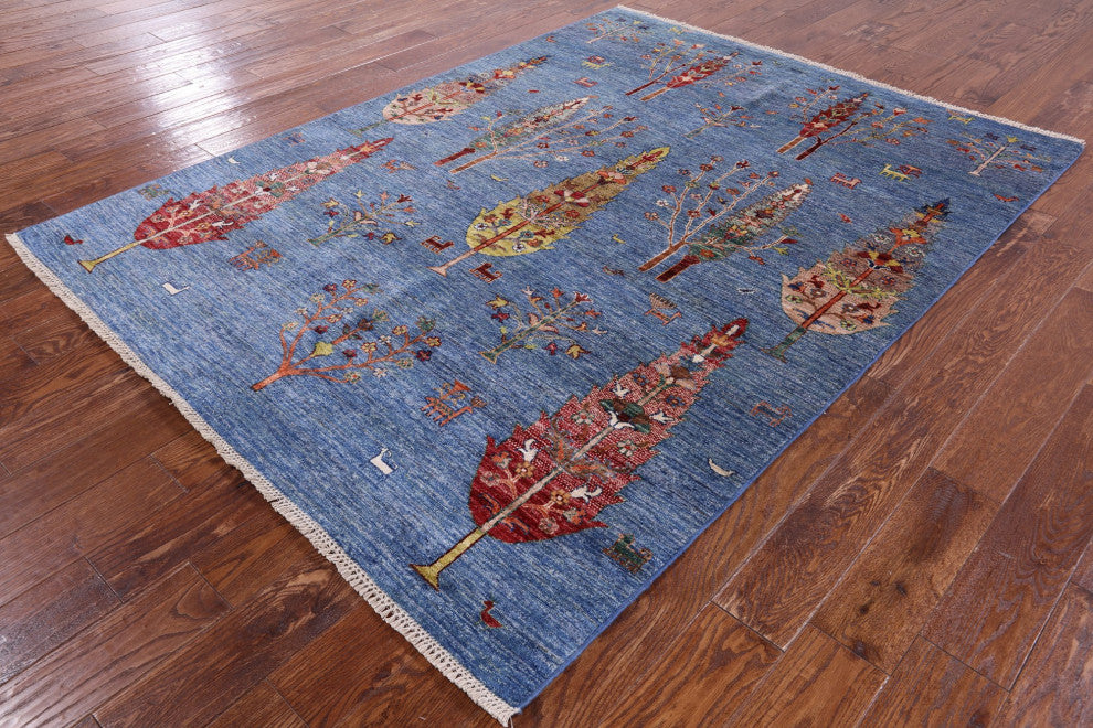 Tribal Persian Gabbeh Handmade Rug 5' 8" X 7' 6" Q7641