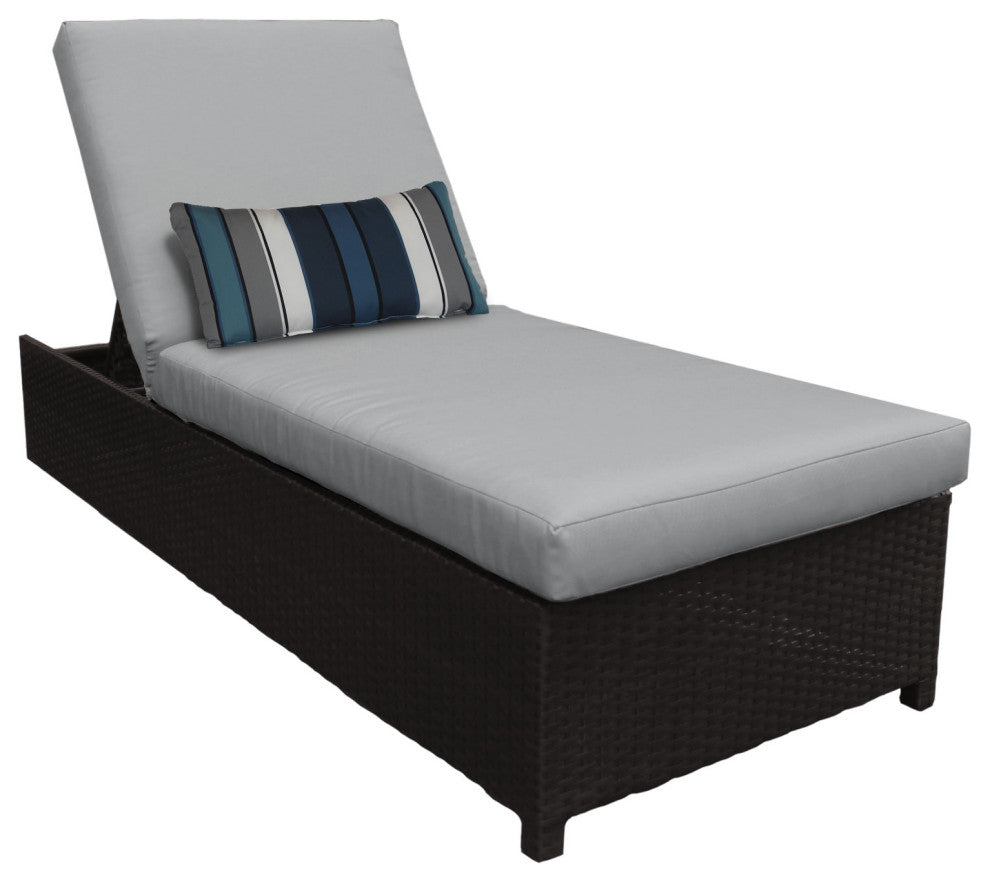 Belle Wheeled Chaise Outdoor Wicker Patio Furniture in Grey