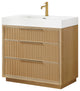 Hohhot Bath Vanity, Stone Sink Top No Mirror, Washed Ash Gray, 36", Single Vanity