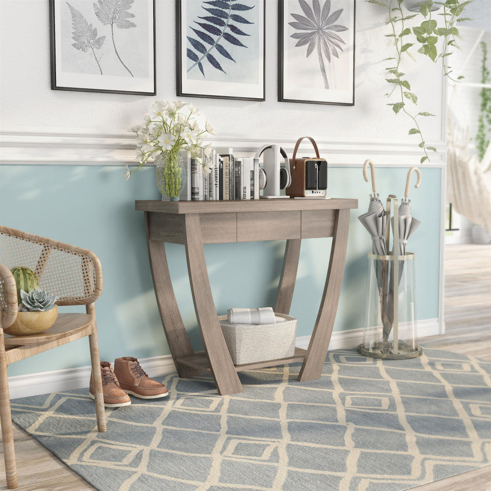 Furniture of America Quaint Modern Wood 1-Drawer Console Table in Light Oak