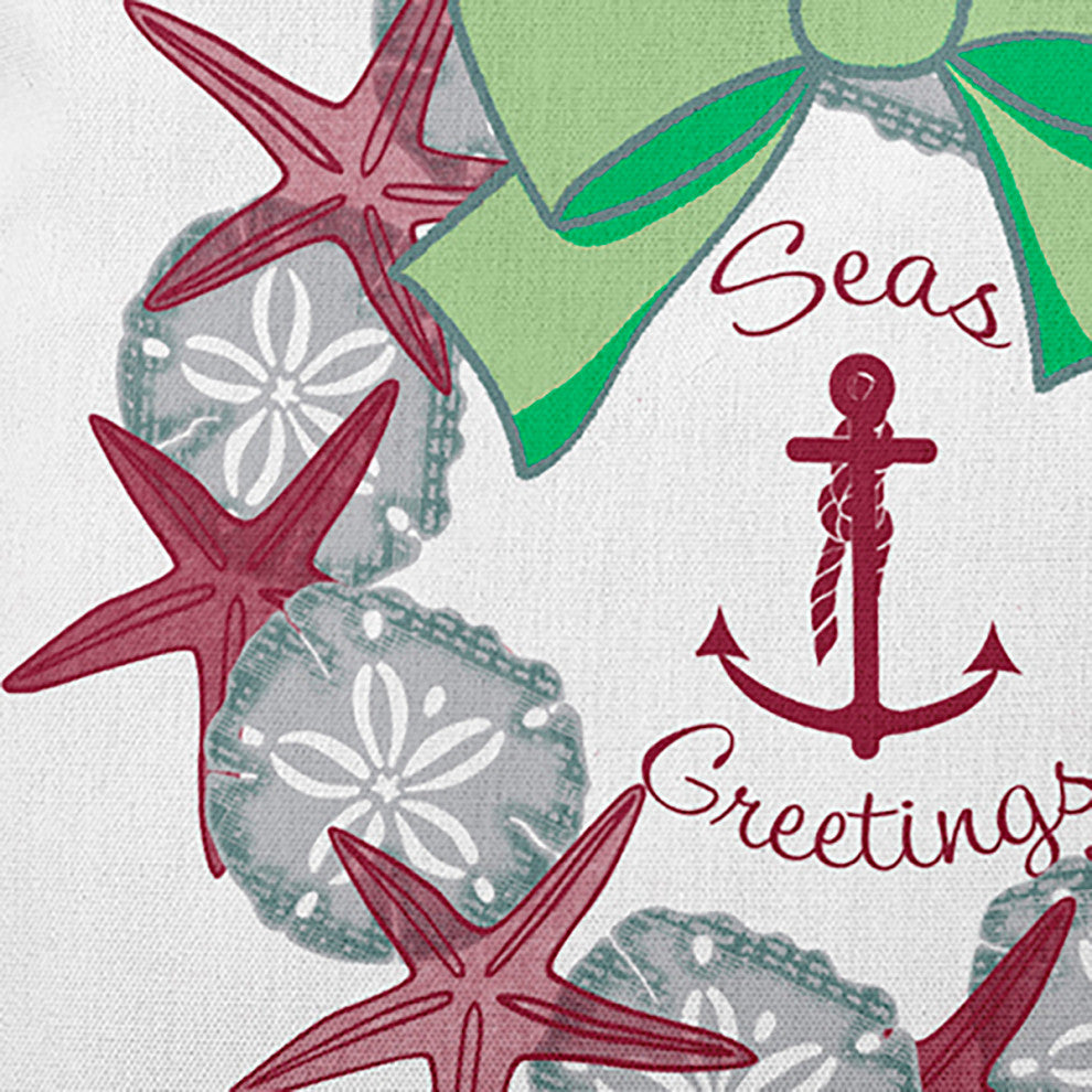 Seas and Greetings Wreath Accent Pillow, Maroon, 14"x20"