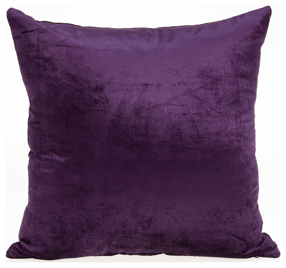 18" X 7" X 18" Transitional Purple Solid Pillow Cover With Poly Insert