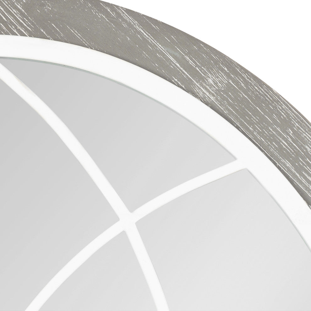 Nola Framed Windowpane Arch Mirror, Gray 22x28