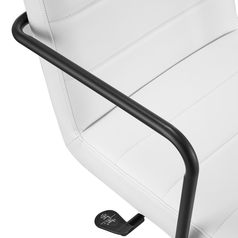 Leander Low Back Office Chair, White With Matte Black Armrests/Base