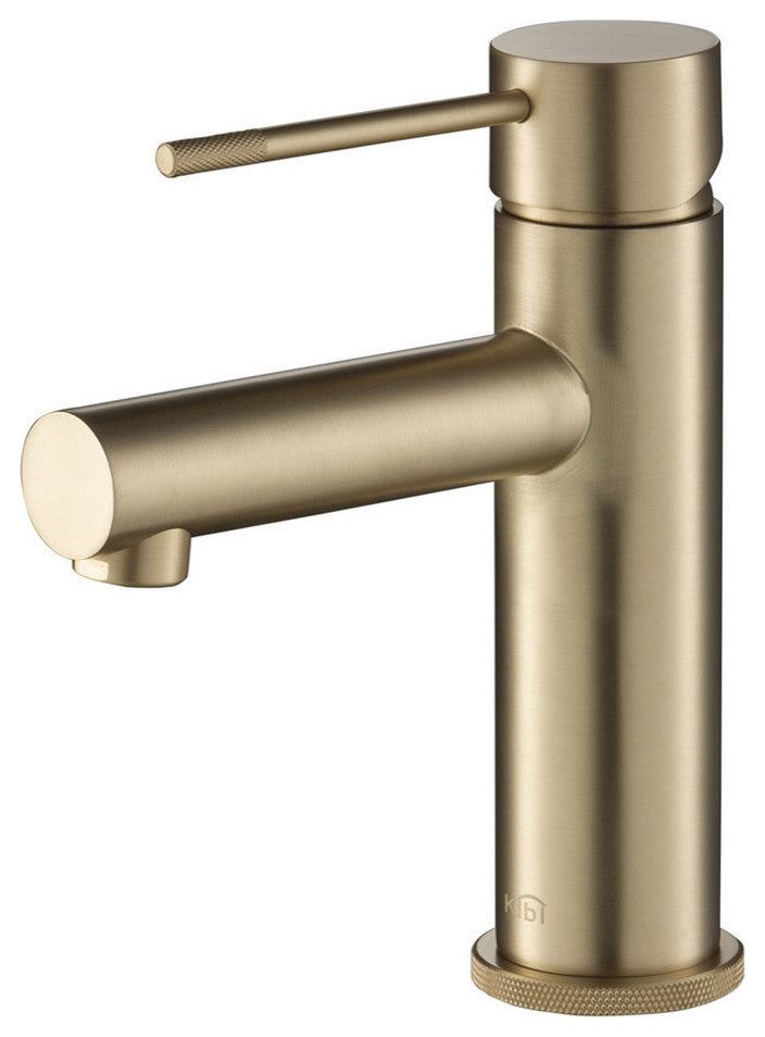 Circular X Brass Single Hole Bathroom Faucet KBF1010, Brush Gold, Without Drain