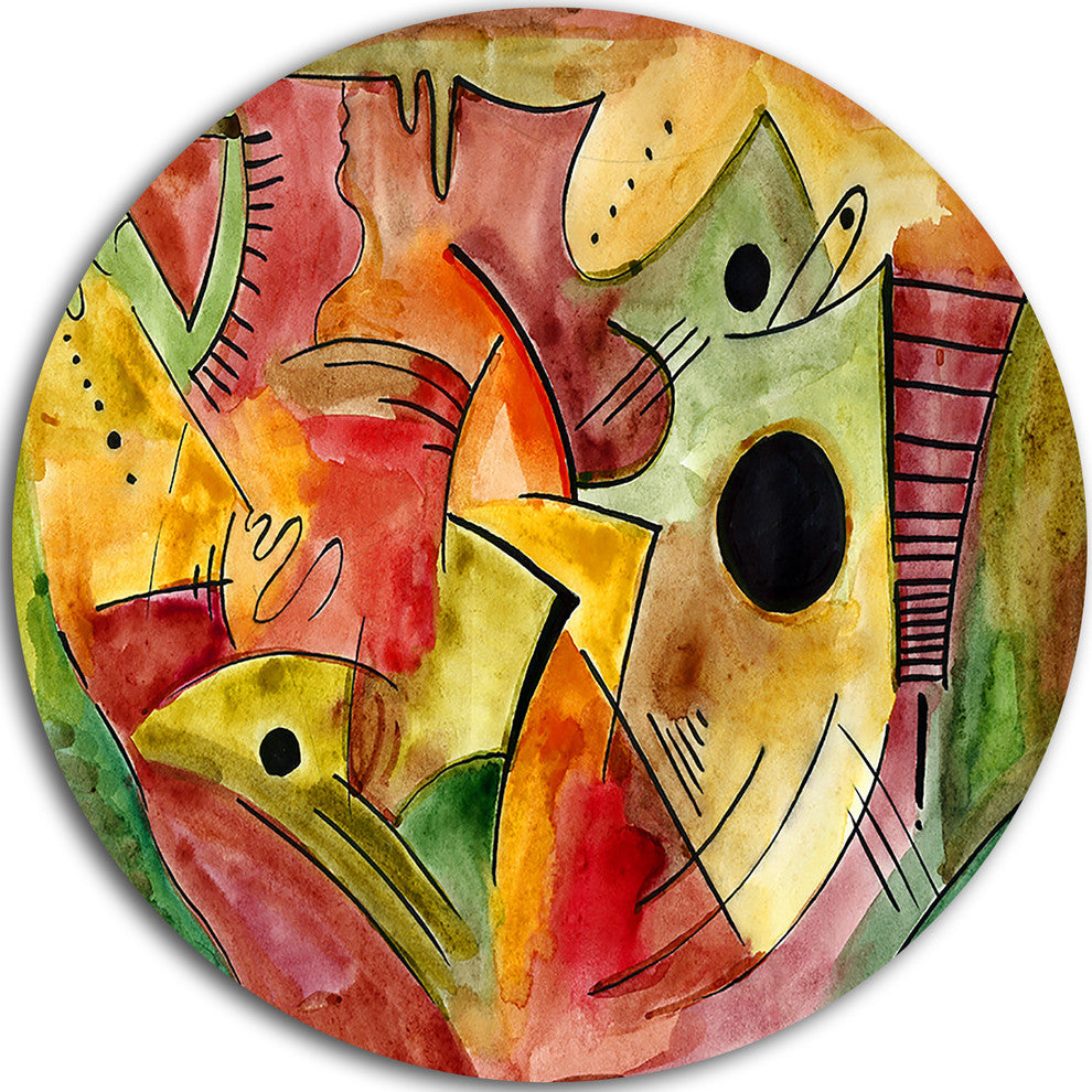 Stimulating Mood, Abstract Round Wall Art, 23"
