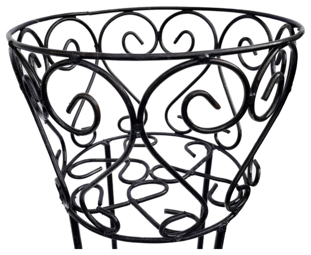 Wrought Iron Round Scroll Standing Floor Planter 30" Classic Vintage Style