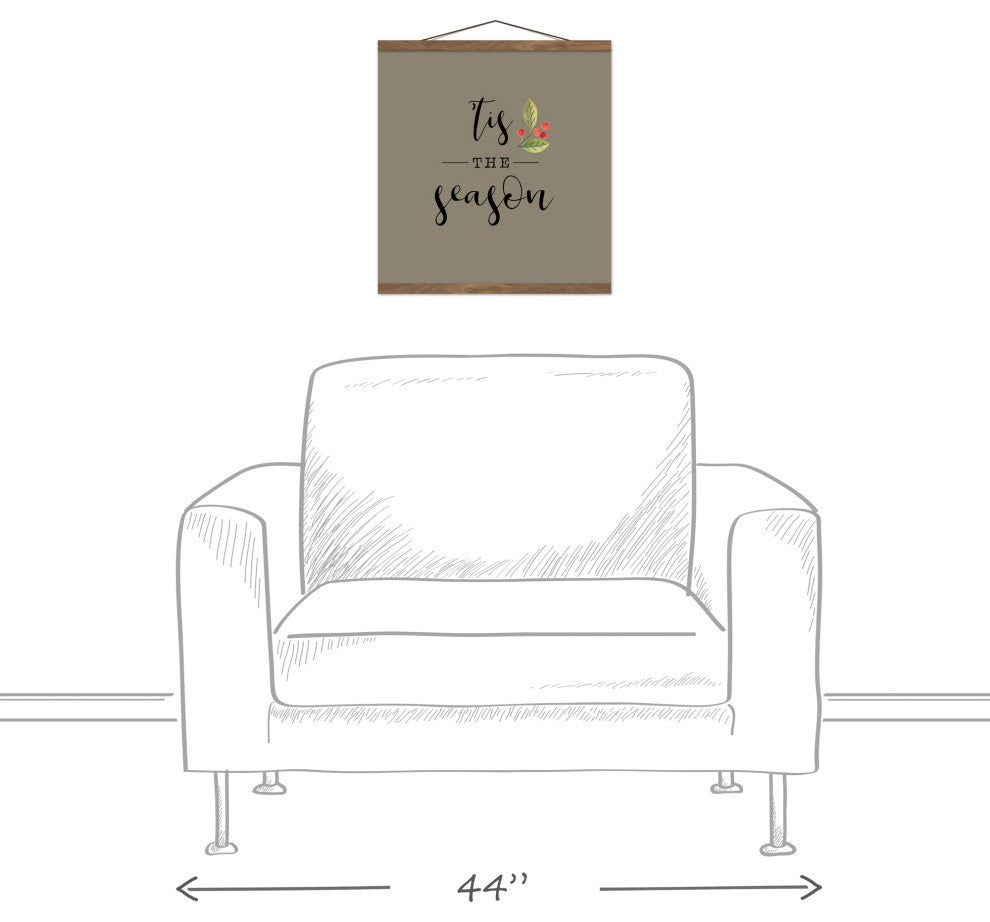 Tis the Season Taupe 16x16 Teak Hanging Canvas