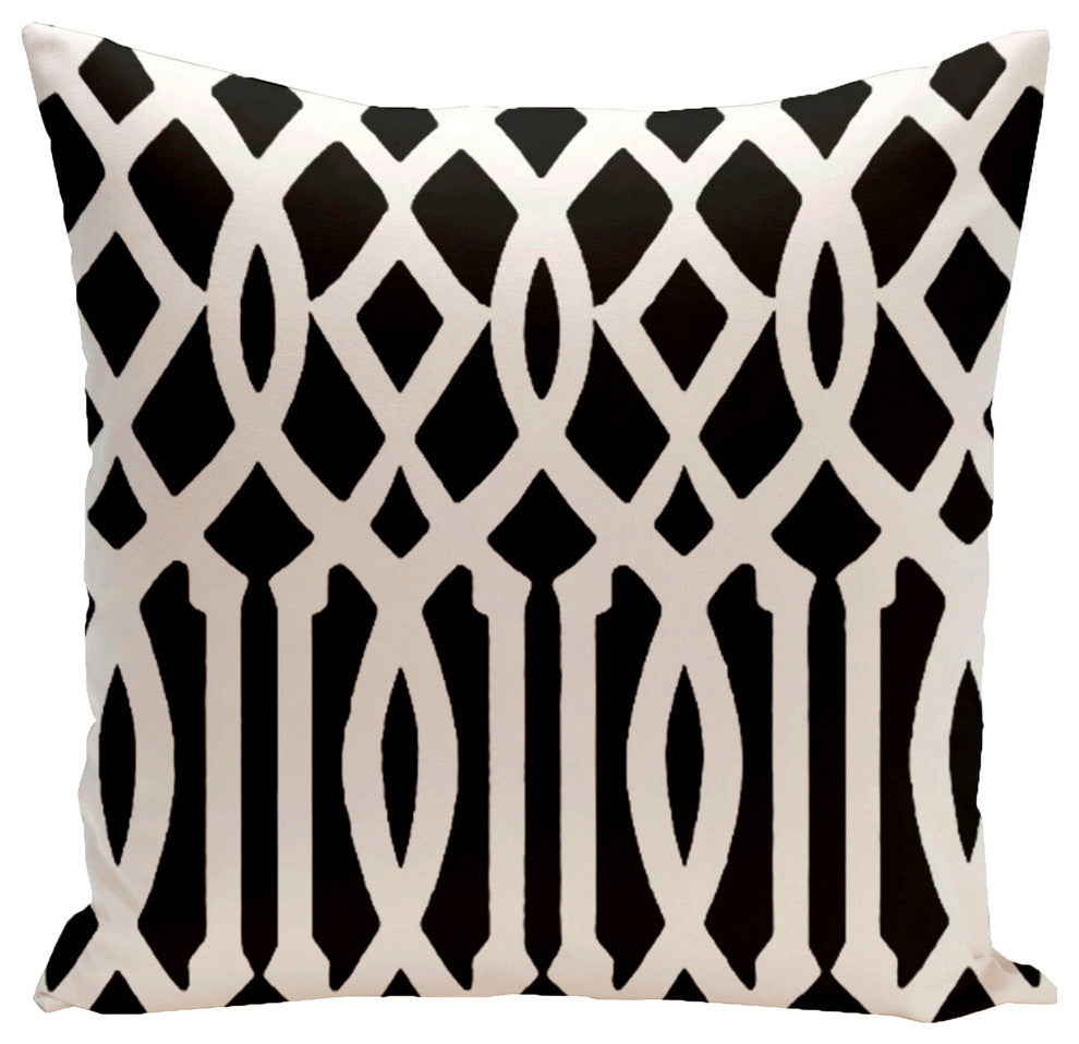 Trellis Decorative Pillow, Black, 18"x18"