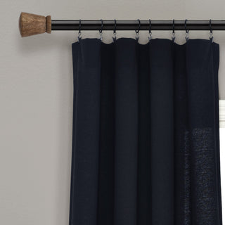 Linen Button Single Window Panel, Black/White, 95"x40"