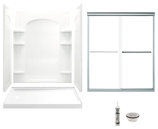 Sterling Ensemble Vikrell Left-Hand Drain Alcove Shower Kit 72"x24"x48", White