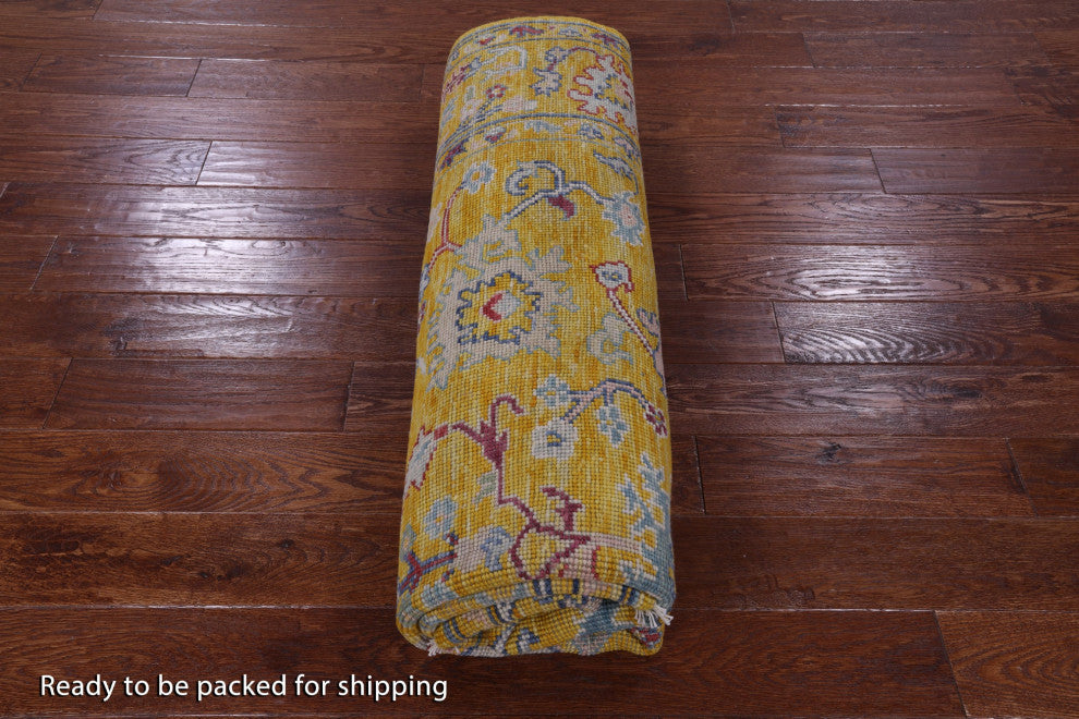 7' Square Turkish Oushak Handmade Wool Rug - Q13394