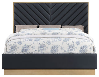 Casa Black Faux Leather King Bed, Black, King