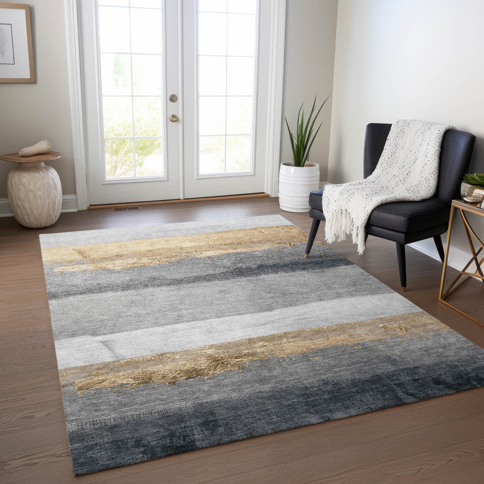 Machine Washable Indoor/Outdoor Chantille ACN1883 Gold 2'6" x 3'10" Rug