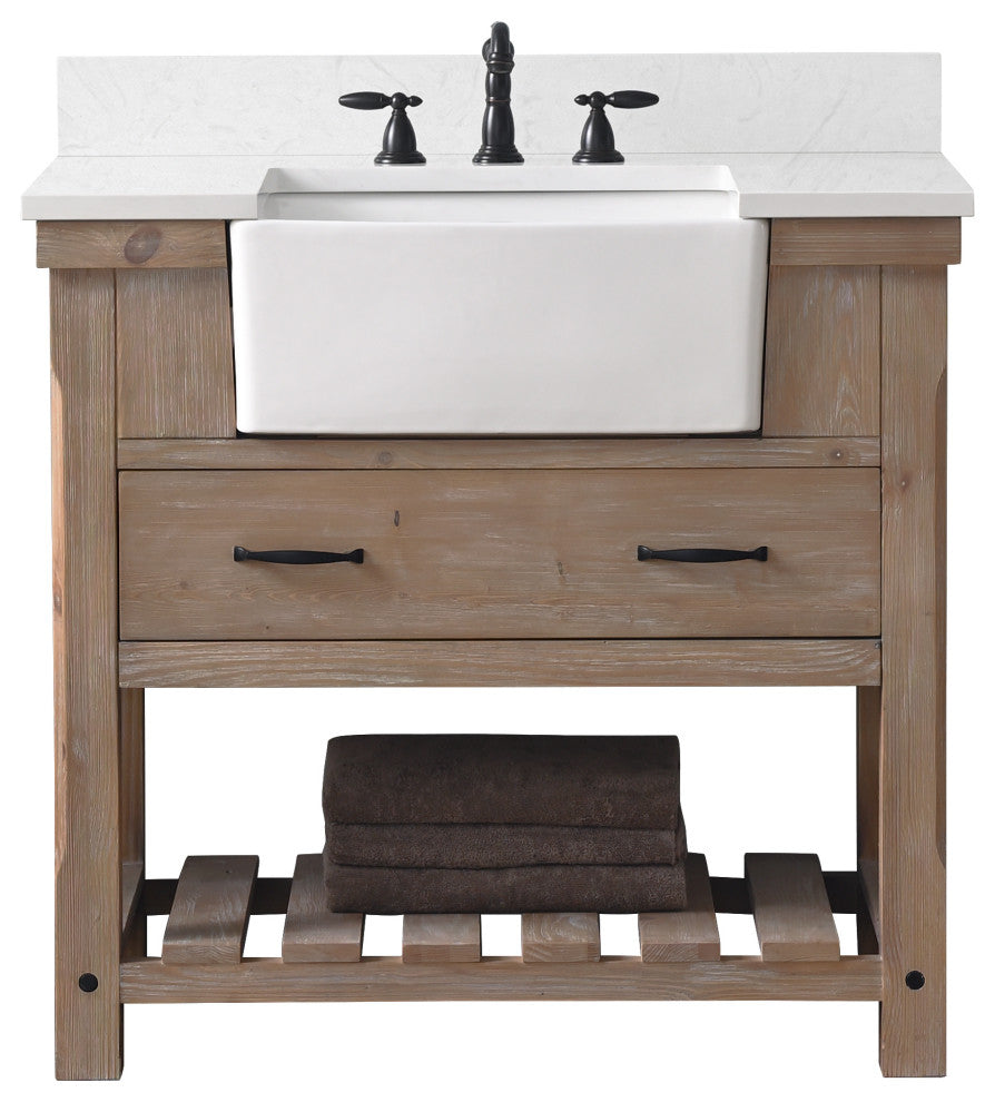 Wesley 36" Bathroom Vanity, Weathered Natural
