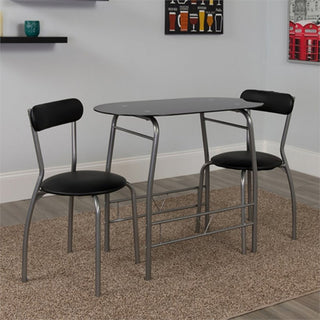 Flash Furniture 3 Piece Glass Top Bistro Set in Black