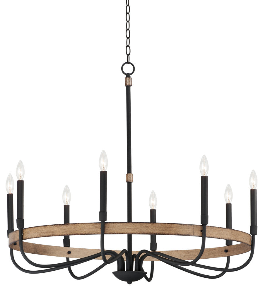 Maxim Lighting Franklin 8-Light Chandelier, Driftwood/Black, 14448DWBK