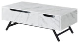 1 Drawer Coffee Table, White and Black