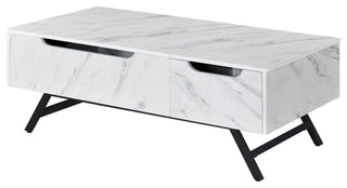 1 Drawer Coffee Table, White and Black