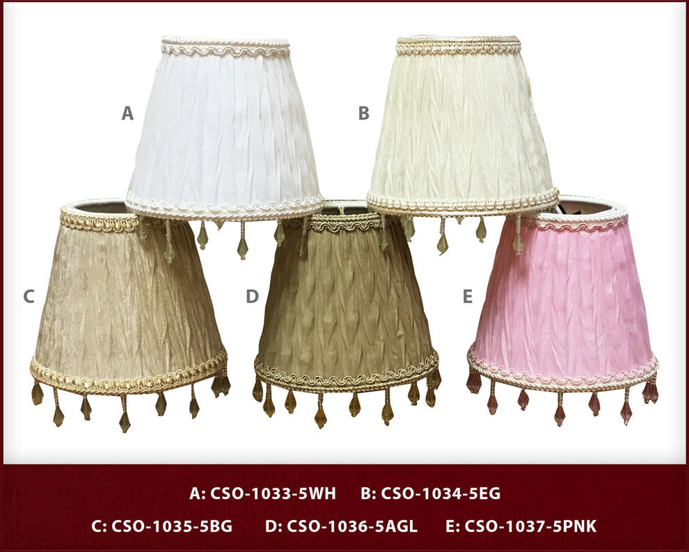 5" Ruche Pleated Empire, Pink, Clip-On Chandelier Shade, 3"x5"x4.5, Single