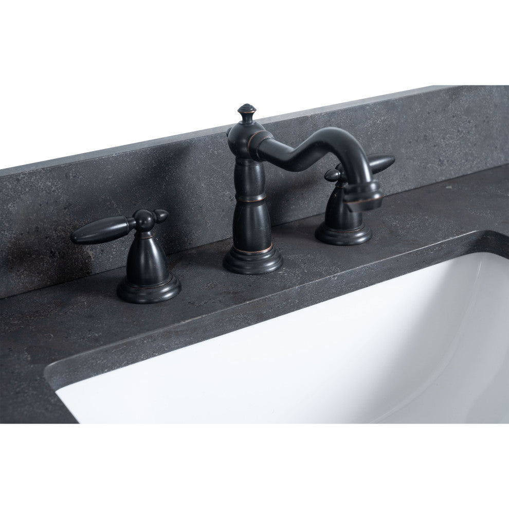 Vanity Art Bathroom Vanity With Sink, Tan, 60" Single, Black Limestone Top