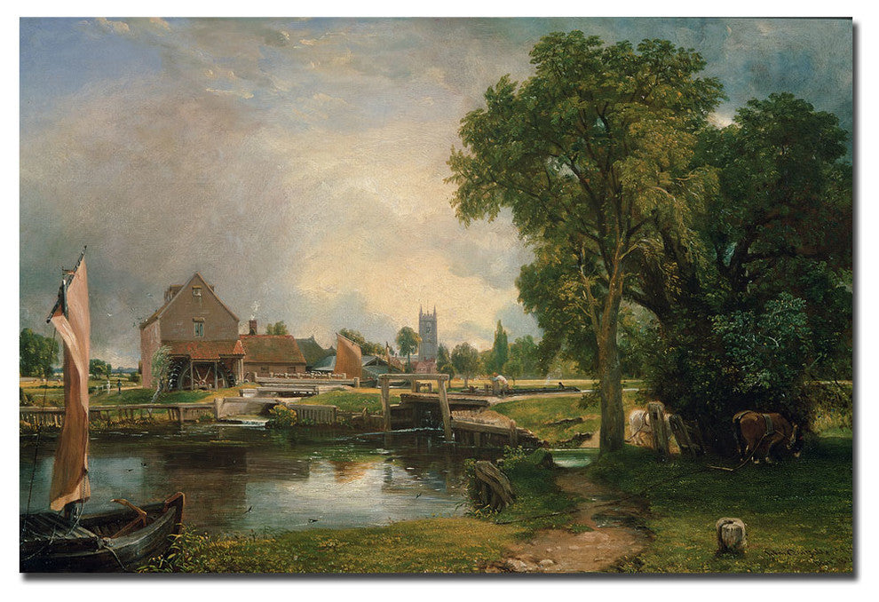 'Dedham Lock and Mill, 1820' Canvas Art by John Constable