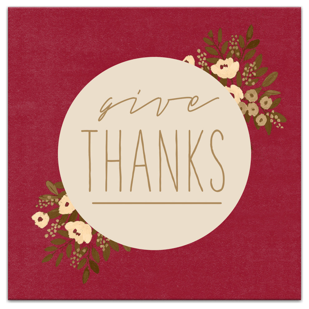 Give Thanks Circle Floral 2 24"x24" Canvas Wall Art