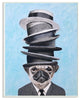Pug Dog With Fancy Stacked Hats, Wall Plaque, 12"x18"