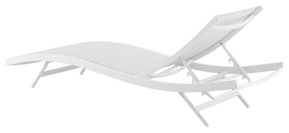 Lounge Chair Chaise, Set of 4, Aluminum, Metal, White, Modern, Outdoor Patio