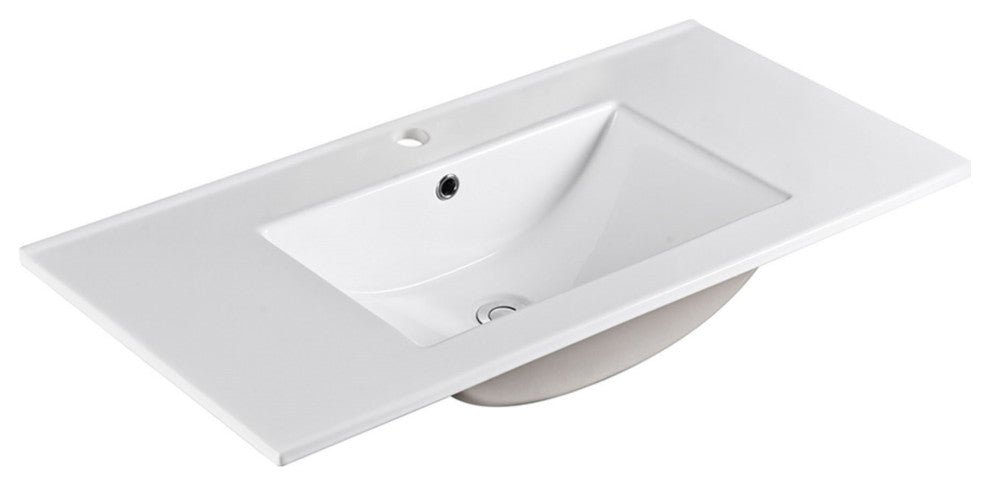 36" Single Ceramic Sink Top With 1-Hole Faucet Hole